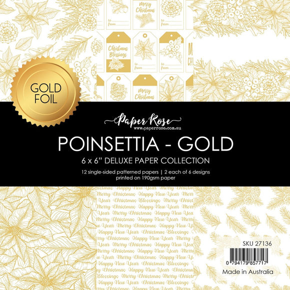 Paper Rose Paper Pack 6x6, Poinsettia - Gold Foil