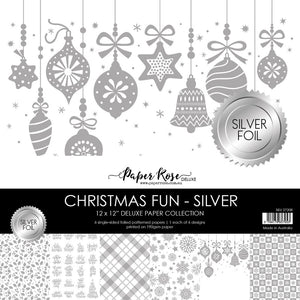 Paper Rose Paper Pack 12x12, Christmas Fun - Silver Foil