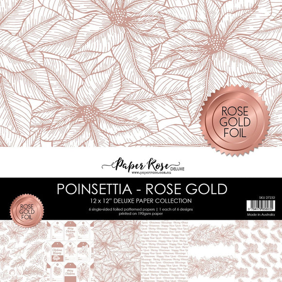 Paper Rose Paper Pack 12x12, Poinsettia - Poinsettia - Rose Gold Foil
