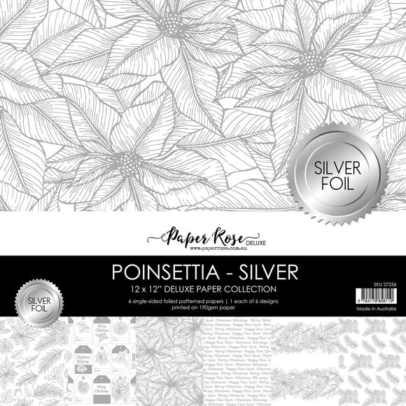 Paper Rose Paper Pack 12x12, Poinsettia - Silver Foil