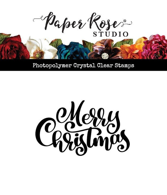 Paper Rose Stamp, Merry Christmas Script 27301