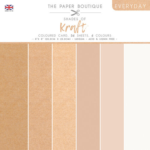 The Paper Boutique Cardstock Variety Pack8x8, Shades Of - Kraft