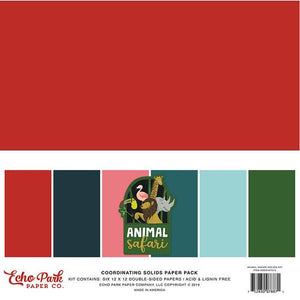Echo Park Paper Cardstock Variety Pack 12x12, Animal Safari