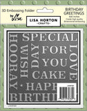 Lisa Horton Embossing Folder, Birthday Greetings