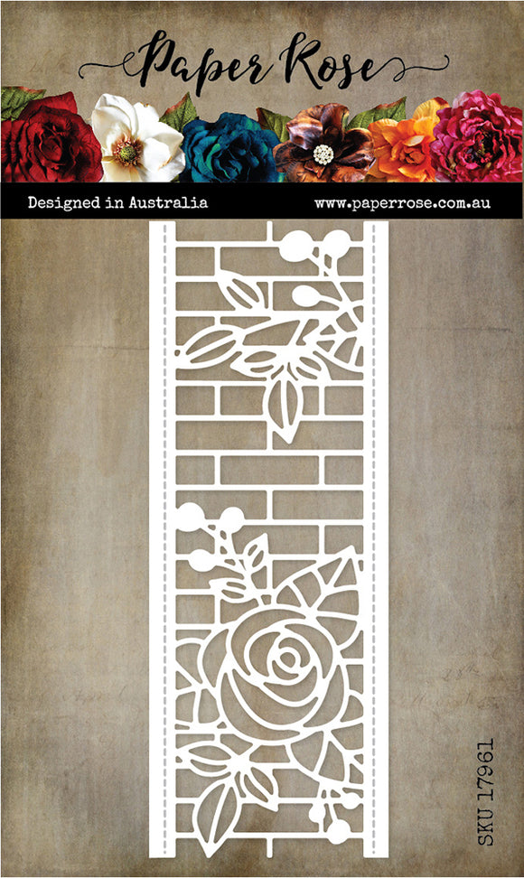 Paper Rose Die, Ella's Garden Rose and Brick Wall Border