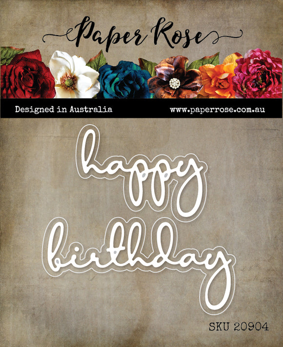 Paper Rose Die, Happy Birthday Fine Script