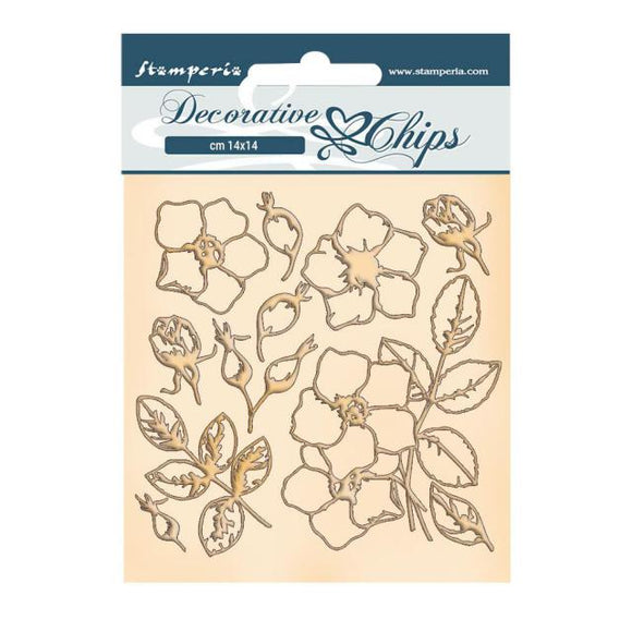 Stamperia Embellishment, Decorative Chips - Romantic Christmas - Flowers