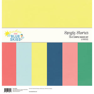 Simple Stories Cardstock Variety Pack 12x12, Sunshine and Blue Skies