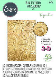 Sizzix Embossing Folder 3D, Textured Immpression - Paisley
