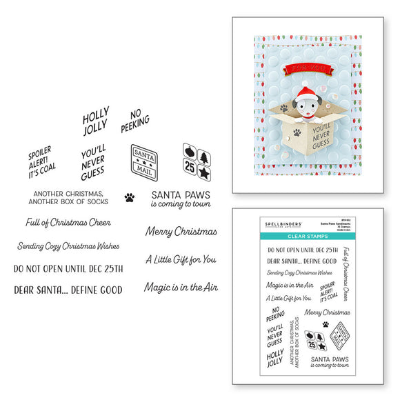 Spellbinders Stamp, Holiday Cheer Enclosed - Santa Paws Sentiments