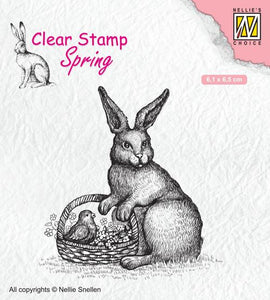 Nellie's Choice Stamp, Spring Easter Hare with Basket