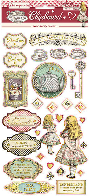 Stamperia Embellishment Sticker, Chipboard - Alice Gold