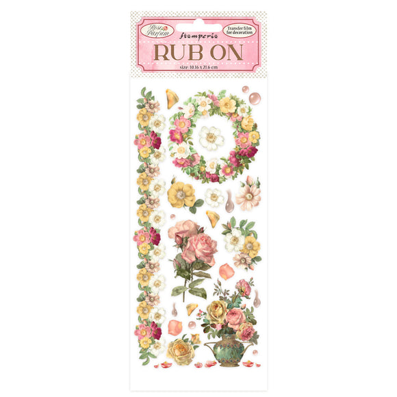 Stamperia Embellishment, Rub-On - Rose Parfum Flowers & Garland