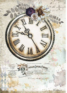 Stamperia Rice Paper A4, Romantic Journal - Clock
