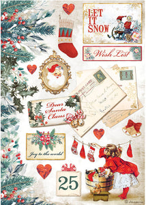 Stamperia Rice Paper A4, Romantic Christmas - Let it Snow Cards
