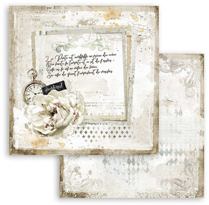 Stamperia Paper 12x12, Romantic Journal - Letter & Clock