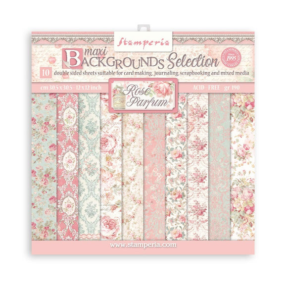 Stamperia Paper Pack 12x12, Rose Parfum - Maxi Backgrounds