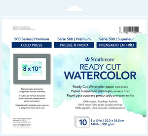 Strathmore Paper,  Ready Cut Watercolor Paper Pack, Cold P. - 8" x 10"