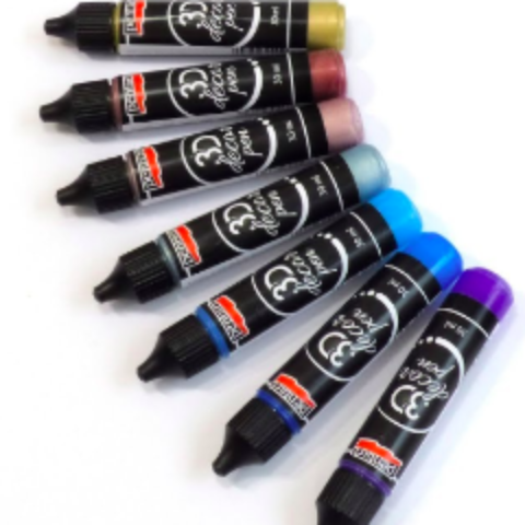 Pentart Paint,  3D Decor Pen, Transparent - Opaque and Glitter Colours- 30ml