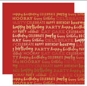Echo Park Paper 12x12, Foil - Happy Birthday - Red