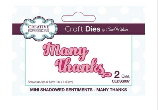 Creative Expressions Die, Mini Shadowed Sentiments -  Many Thanks
