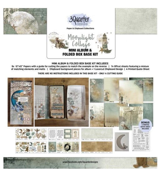 3Quarter Designs Album, Mini Album Base Kit - Moonlight Collage