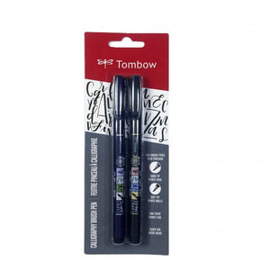 Fudenosuke Pen, Brush Tip - Hard & Soft - Black 2PK