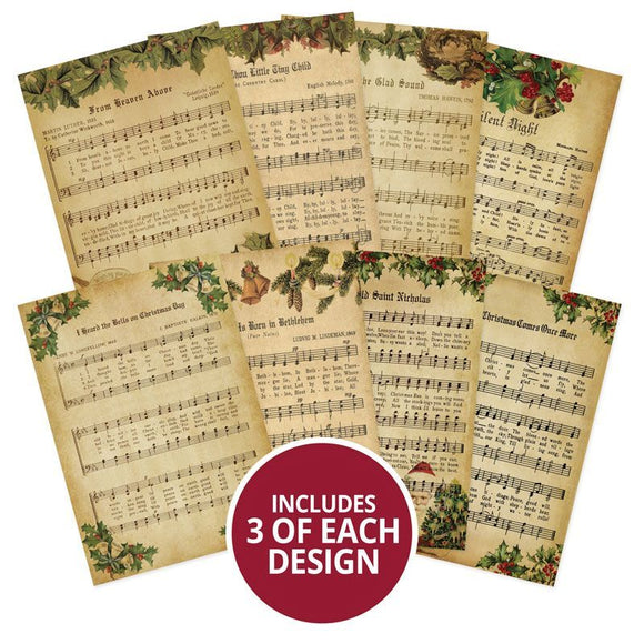 Hunkydory Paper 8.5x11, Adorable Scorable - Christmas Melodies  Various Patterns