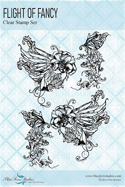 Blue Fern Stamp, Fairy Whispers - Flight of Fancy