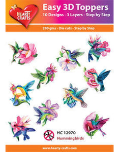 Hearty Crafts Embellishment, Easy 3D Toppers - Hummingbirds
