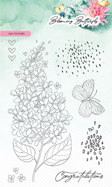 StudioLight Stamp, Blooming Butterfly - Lilac Flowers