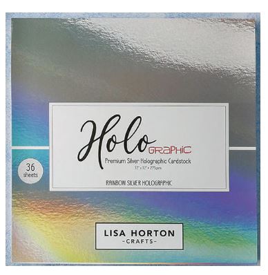 Lisa Horton Paper 12x12, Rainbow Silver Holographic Cardstock