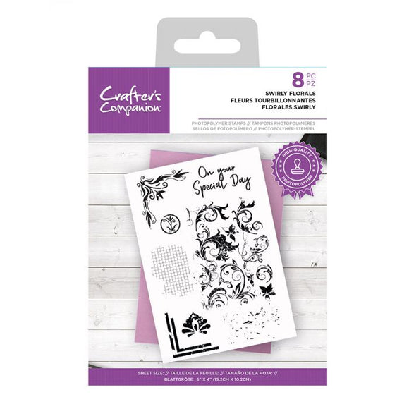 Crafter's Companion Stamp, Swirly Florals
