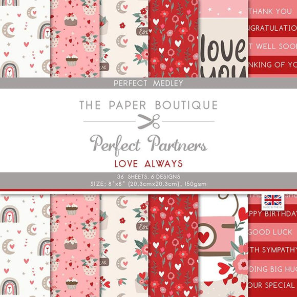 The Paper Boutique Paper Pack 8x8, Perfect Partners Love Always - Perfect Medley