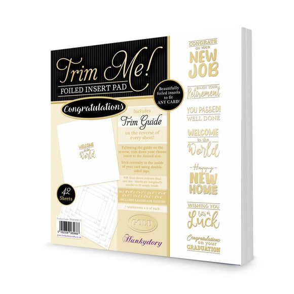 Hunkydory Embellishment, Trim Me! Foiled Insert Pad - Congratulations Gold