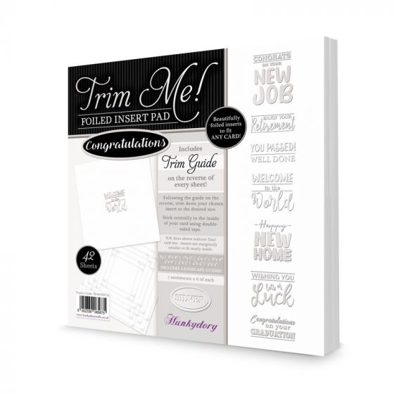 Hunkydory Embellishment, Trim Me! Foiled Insert Pad - Congratulations Silver